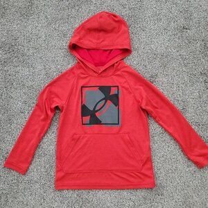 Boys Red Under Armour Long SLeeve Hooded Shirt YXS